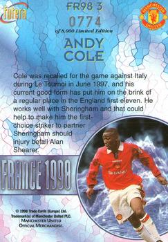 1998 Futera Manchester United - France 98 #FR3 Andy Cole Back