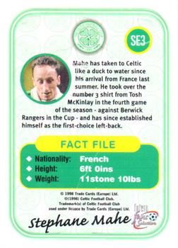 1997-98 Futera Celtic Fans Selection - Embossed #SE3 Stephane Mahe Back