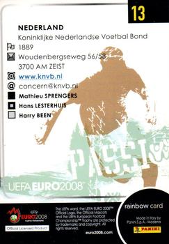 2008 Panini UEFA Euro 2008 Austria-Switzerland #13 Netherlands Logo Back