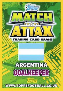 2014 Topps Match Attax World Stars #3 Sergio Romero Back