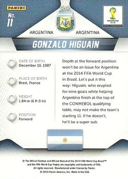 2014 Panini Prizm FIFA World Cup Brazil #11 Gonzalo Higuain Back