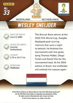2014 Panini Prizm FIFA World Cup Brazil #33 Wesley Sneijder Back