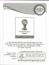 2014 Panini FIFA World Cup Brazil Stickers #215 Alexandros Tziolis Back