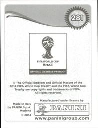 2014 Panini FIFA World Cup Brazil Stickers #281 Keylor Navas Back