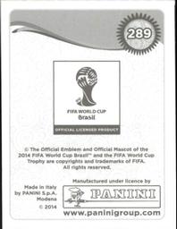 2014 Panini FIFA World Cup Brazil Stickers #289 Christian Bolanos Back