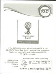2014 Panini FIFA World Cup Brazil Stickers #637 Kim Shin-Wook Back