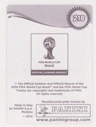 2014 Panini FIFA World Cup Brazil Stickers #218 Giorgos Samaras Back