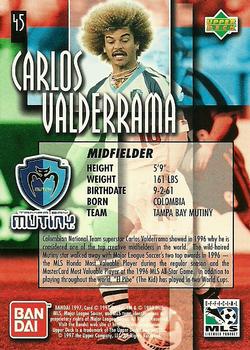 1997 Upper Deck MLS #45 Carlos Valderrama Back