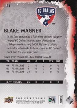 2009 Upper Deck MLS #21 Blake Wagner Back