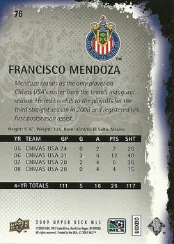2009 Upper Deck MLS #76 Francisco Mendoza Back