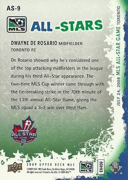 2009 Upper Deck MLS - All Stars #AS-9 Dwayne De Rosario Back