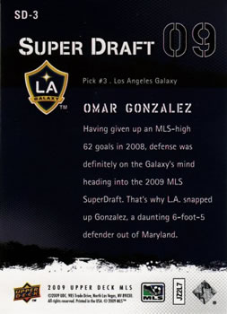 2009 Upper Deck MLS - Super Draft #SD-3 Omar Gonzalez Back
