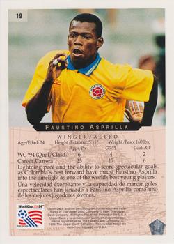 1994 Upper Deck Minute Maid World Cup #19 Faustino Asprilla Back