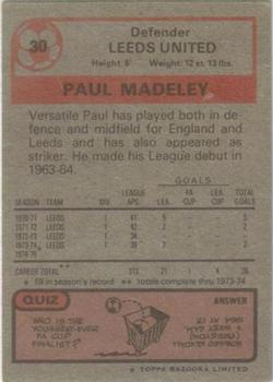 1975-76 Topps #30 Paul Madeley Back