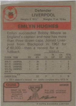 1975-76 Topps #95 Emlyn Hughes Back