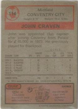 1975-76 Topps #114 John Craven Back