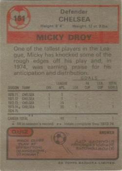 1975-76 Topps #151 Micky Droy Back
