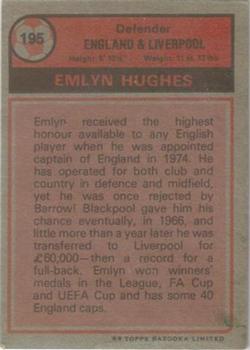 1975-76 Topps #195 Emlyn Hughes Back