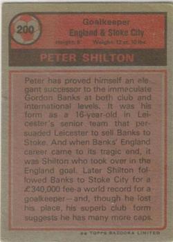 1975-76 Topps #200 Peter Shilton Back