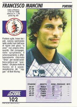 1992 Score Italian League #102 Francesco Mancini Back
