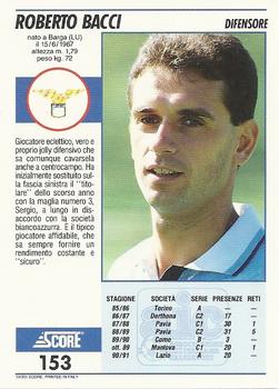 1992 Score Italian League #153 Roberto Bacci Back