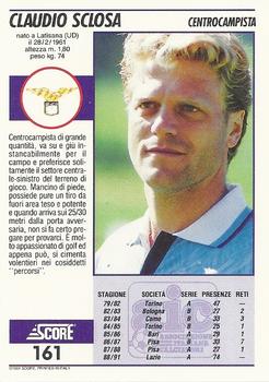 1992 Score Italian League #161 Claudio Sclosa Back