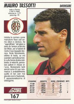 1992 Score Italian League #167 Mauro Tassotti Back