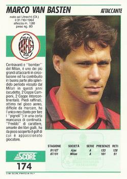 1992 Score Italian League #174 Marco Van Basten Back