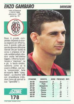 1992 Score Italian League #178 Enzo Gambaro Back