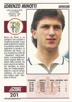 1992 Score Italian League #201 Lorenzo Minotti Back