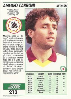 1992 Score Italian League #213 Amedeo Carboni Back