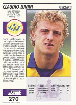 1992 Score Italian League #270 Claudio Lunini Back