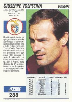 1992 Score Italian League #288 Giuseppe Volpecina Back