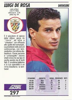 1992 Score Italian League #297 Luigi De Rosa Back