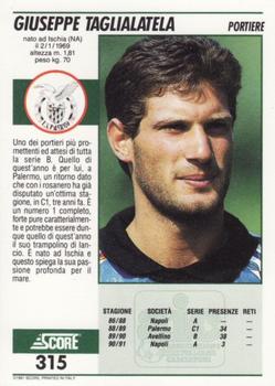 1992 Score Italian League #315 Giuseppe Taglialatela Back