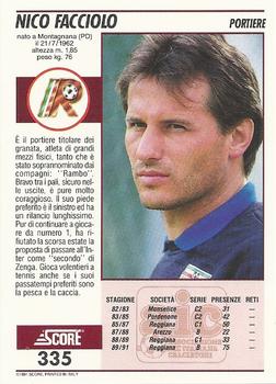 1992 Score Italian League #335 Nico Facciolo Back