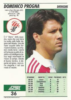 1992 Score Italian League #36 Domenico Progna Back