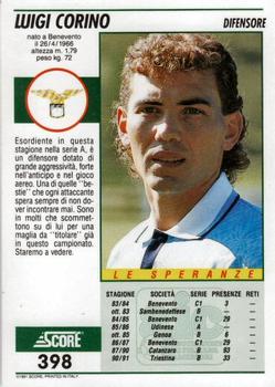 1992 Score Italian League #398 Luigi Corino Back