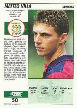1992 Score Italian League #50 Matteo Villa Back