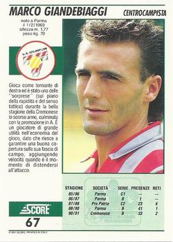 1992 Score Italian League #67 Marco Giandebiaggi Back