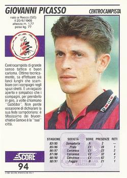1992 Score Italian League #94 Giovanni Picasso Back