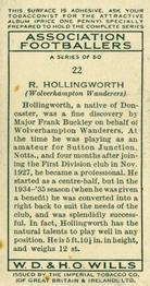1935-36 Wills's Association Footballers #22 Reg Hollingworth Back