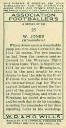 1935-36 Wills's Association Footballers #25 Wilson Jones  Back
