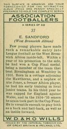 1935-36 Wills's Association Footballers #37 Teddy Sandford  Back