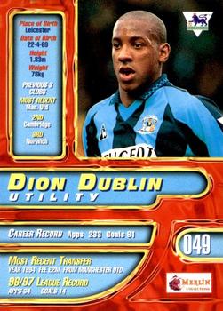1997-98 Merlin Premier Gold #49 Dion Dublin  Back