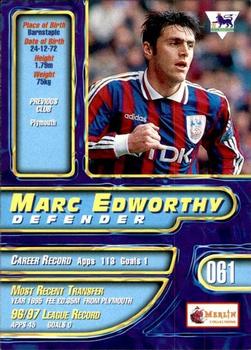 1997-98 Merlin Premier Gold #61 Marc Edworthy  Back