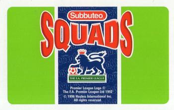 1995-96 Subbuteo Squads #NNO Mark Bosnich Back
