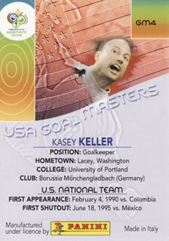 2006 Panini World Cup - USA Goal Masters #GM4 Kasey Keller Back