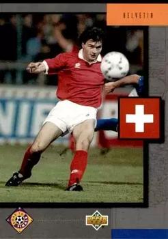 1994 Upper Deck World Cup Contenders English/German - UD Set #UD15 Switzerland (Stephane Chapuisat) Front