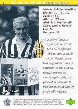 1998 Upper Deck Juventus FC #2 Silvio Piola Back